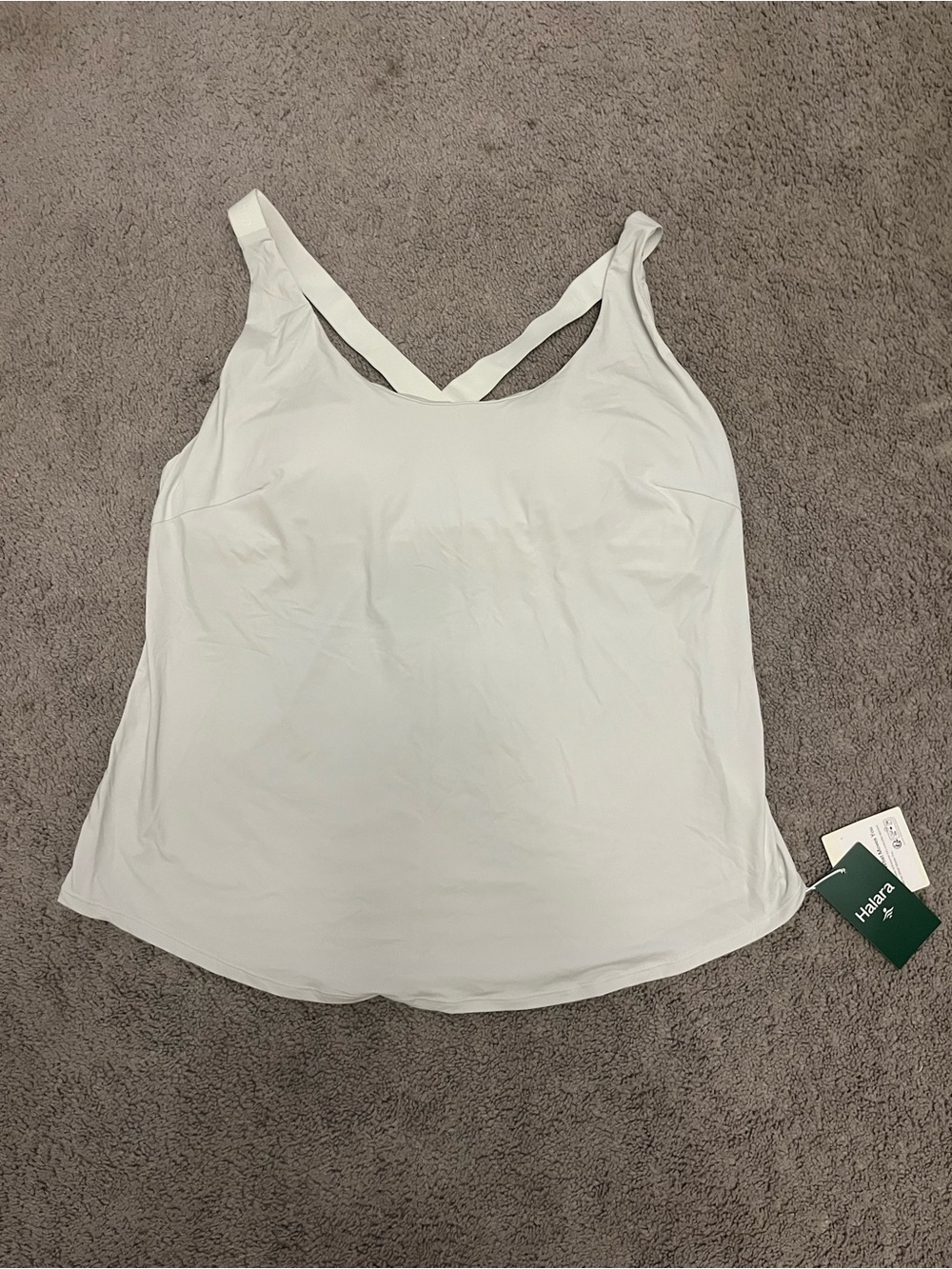HALARA White Double-Cross Back Active Tank